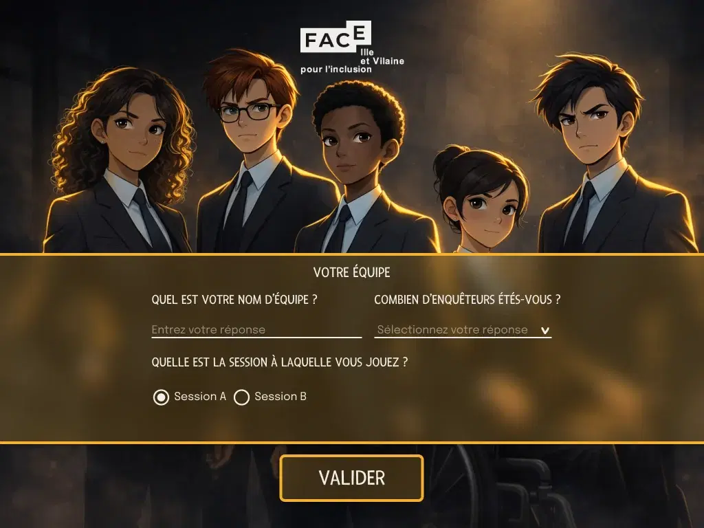 L’écran d’équipe de Face Foundation : cinq enquêteurs et enquêtrices prêts à coopérer.